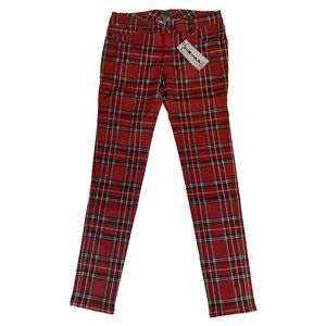 Tripp NYC Red Tartan Plaid Skinny Stretch Jeans
